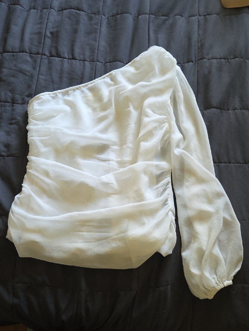 Fashion Nova White Sheer Zip-Back Blouse